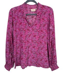Rungolee Pink Floral Ruffle Blouse – Size Small